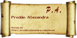 Prodán Alexandra névjegykártya